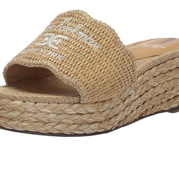 New ~ Sam Edelman Raffia Platform Sandals Woven Boho Wedge Slides  ~ Size 9.5 - Picture 1 of 4